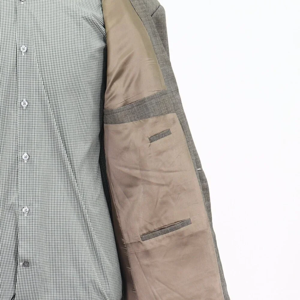 Hugo Boss 44R Brown Check 2-Button Sport Coat Blazer Jacket T239
